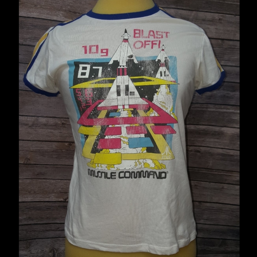 Junkfood Atari Blast Off Ringer Tee Size Small